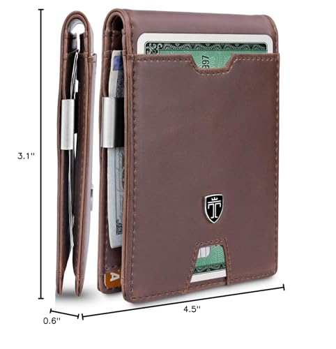 TRAVANDO Mens Wallet with Money Clip AUSTIN RFID Blocking Bifold Credit Card Holder for Men with Gift Box