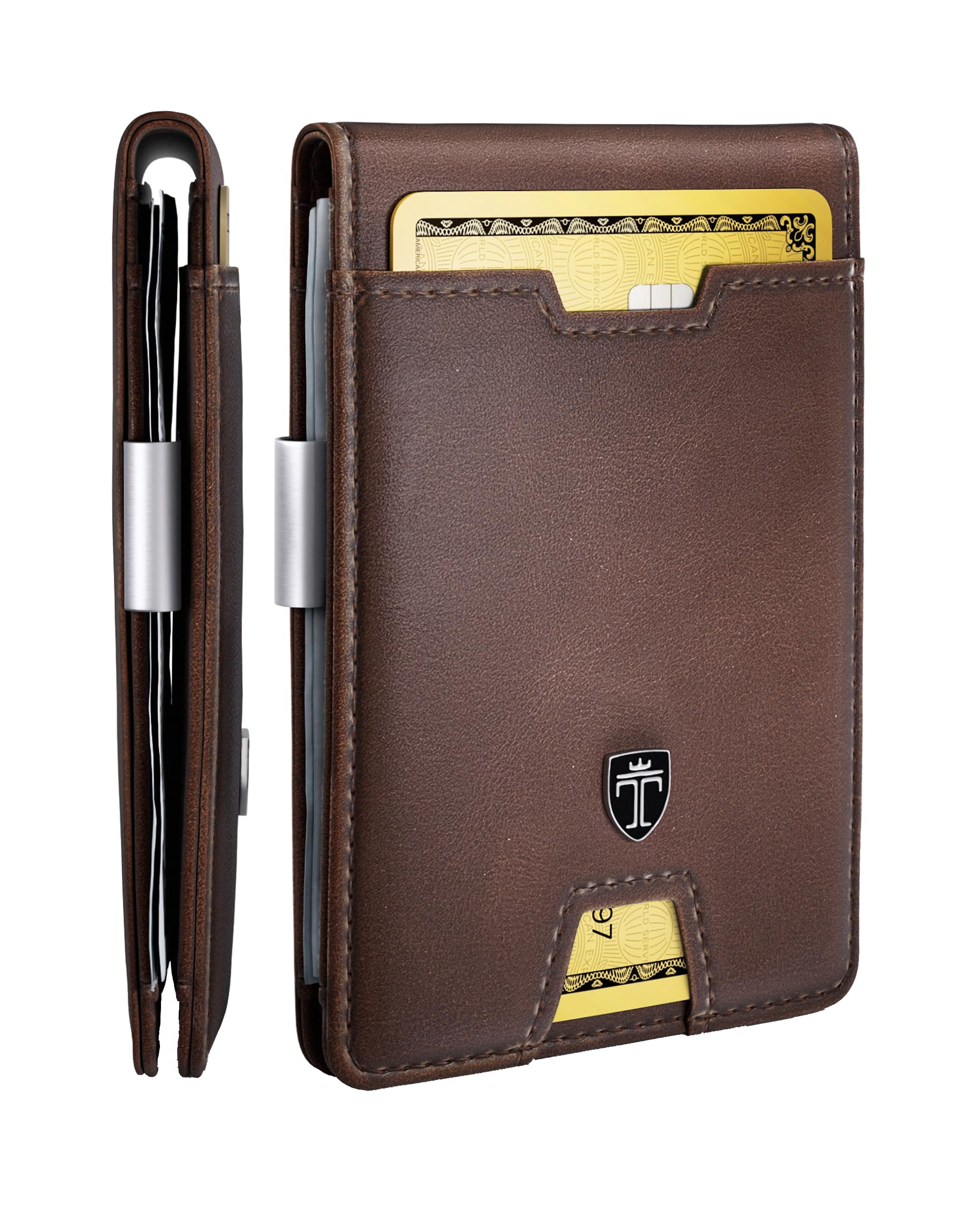 TRAVANDO Mens Wallet with Money Clip AUSTIN RFID Blocking Bifold Credit Card Holder for Men with Gift Box