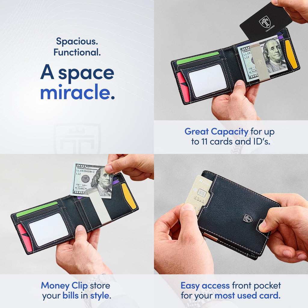 TRAVANDO Mens Wallet with Money Clip AUSTIN RFID Blocking Bifold Credit Card Holder for Men with Gift Box